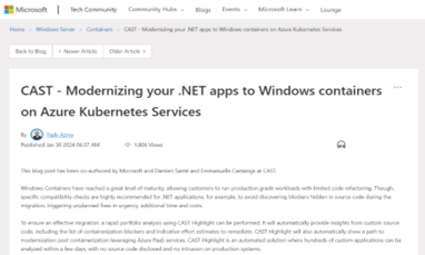 Accelerate .NET apps containerization with Microsoft and CAST
