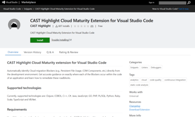 CAST Highlight Cloud Maturity Extension for Visual Studio Code